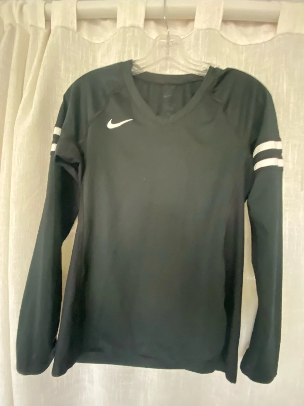 Nike Black Long Sleeve Athletic Top with White Accents